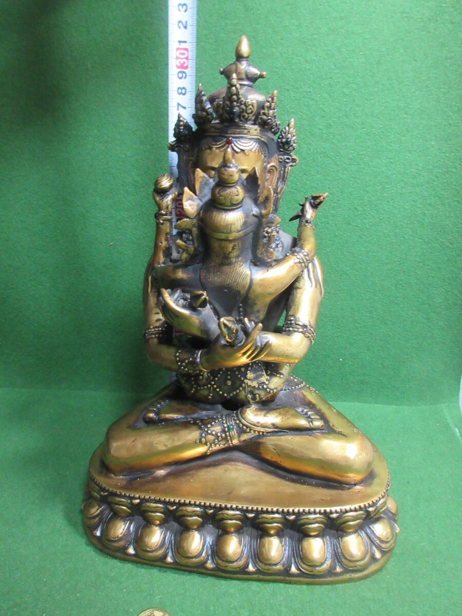 貴重 大型黄銅製　歓喜仏　金剛薩夕　ヤブユム　 31センチ　仏陀の境地、夫婦和合_画像1