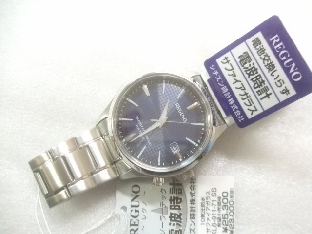 新品現行メンズシチズン電波時計サファイアガラスREGUNO腕時計定価23000円　Z424