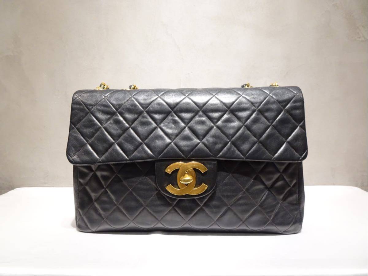 CHANEL マトラッセ34 ラムスキン ブラック ゴールド金具 ターンロック チェーンショルダーバッグ シリアルシール有り Gカード付き_画像1