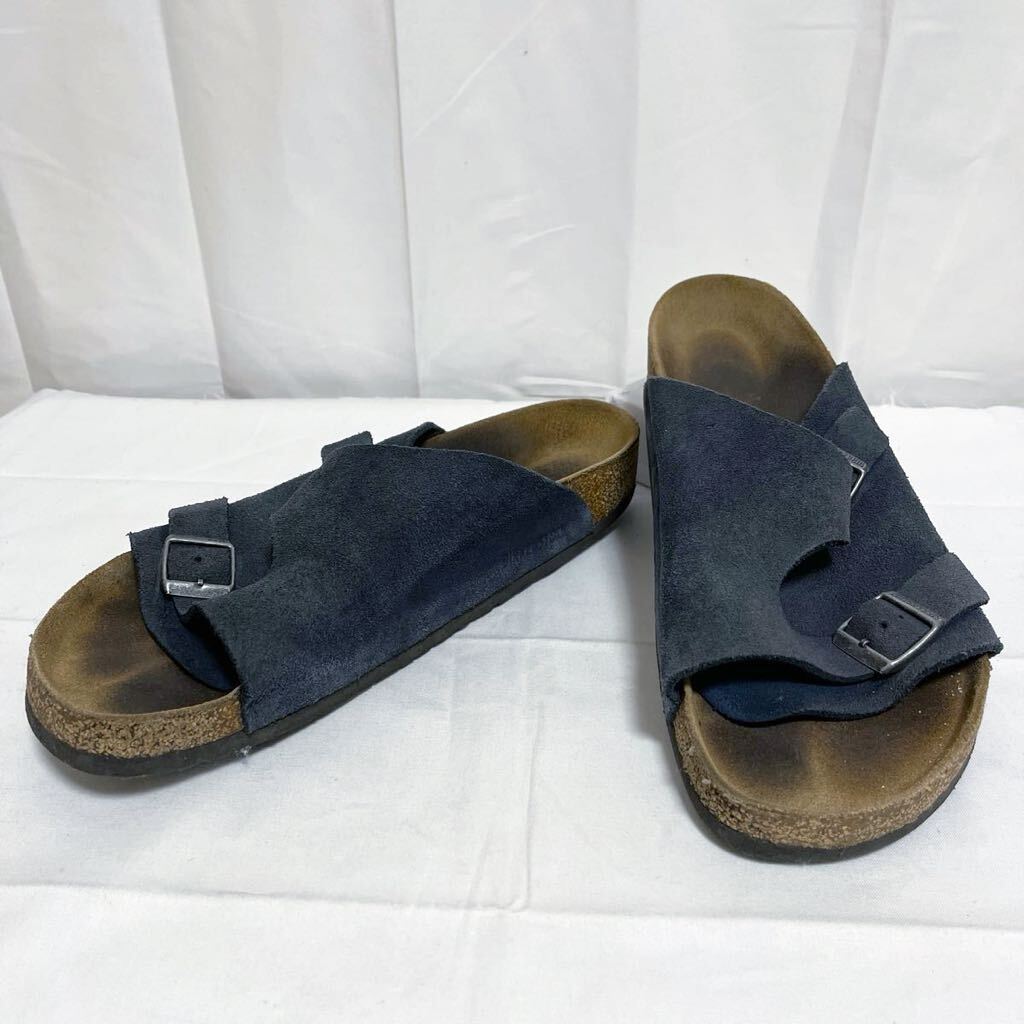 和249★ BIRKENSTOCK Zurich ビルケンシュトック チューリッヒ サンダル シューズ スエードレザー 43 280 メンズ ネイビー_画像1