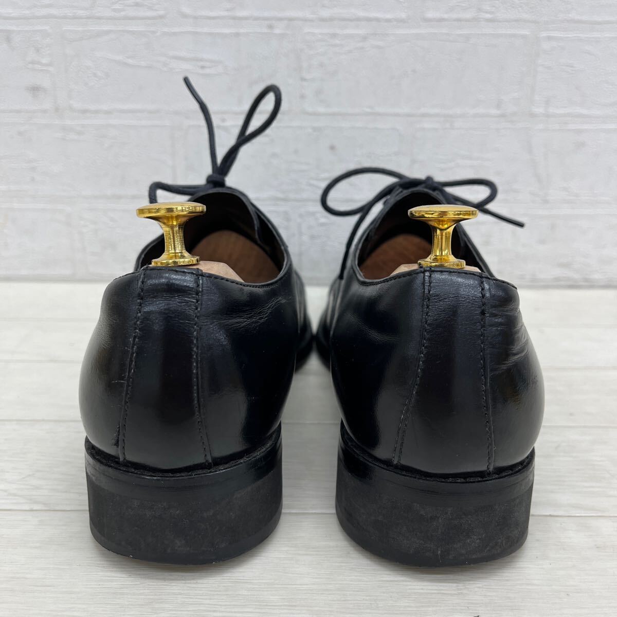 1367◎ 日本製 Christian Carano クリスチャン カラノ 靴 ビジネス シューズ ストレートチップ 5ホール ブラック メンズ24.5_画像5