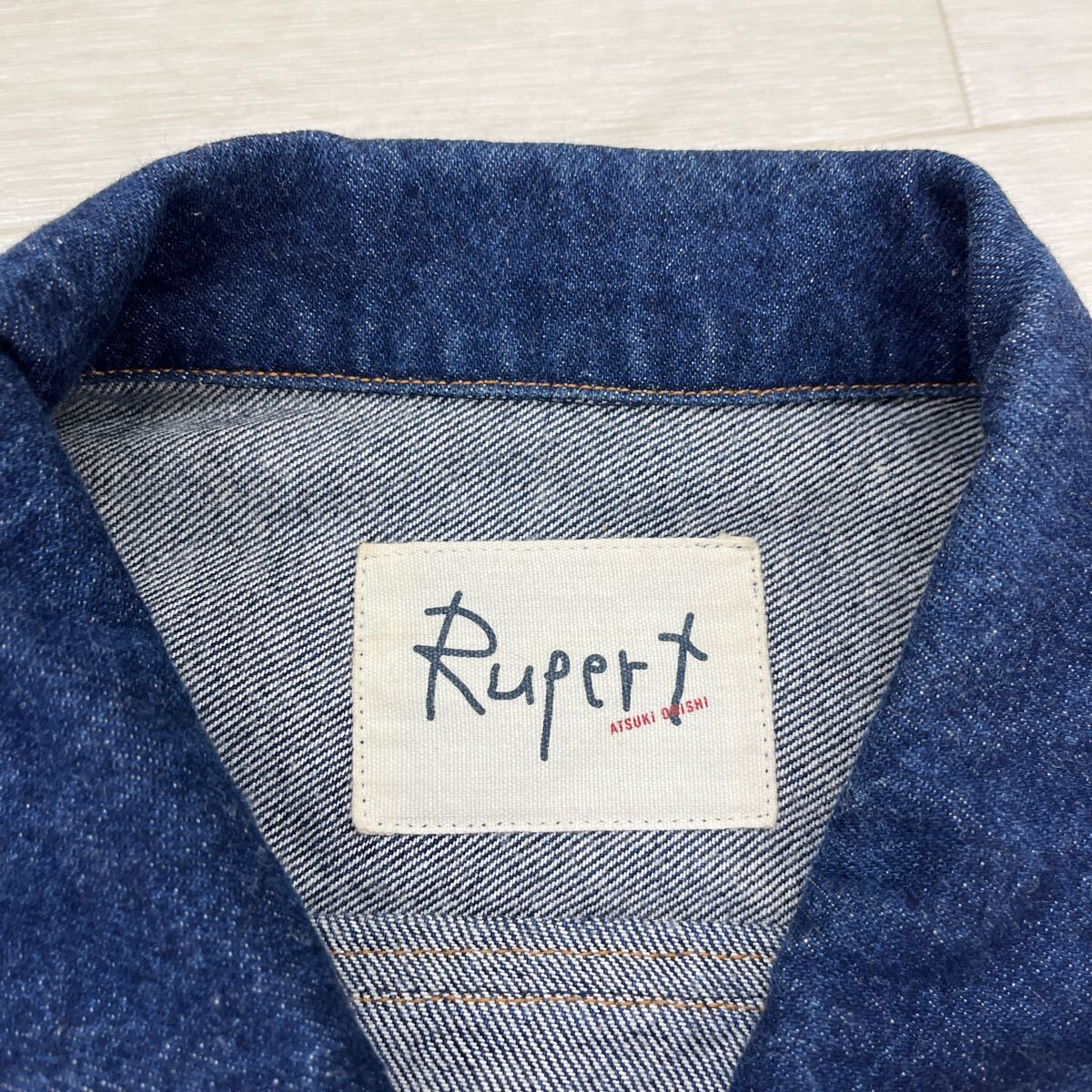 1371◎ Rupert ATSUKI ONISHI トップス デニム ジャケット ジージャン フルボタン 背面 イラスト プリント ブルー メンズM_画像4