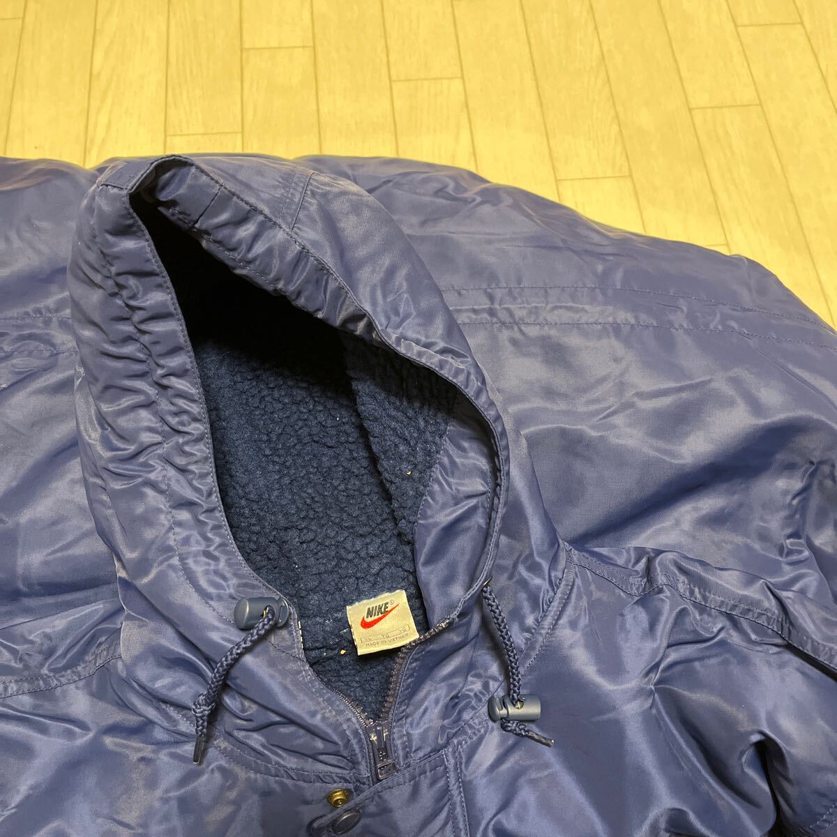  мир 244* NIKE Nike bench пальто длинное пальто большой Logo обратная сторона боа XL мужской голубой 