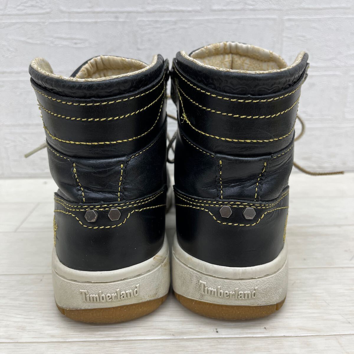 1374◎ Timberland ティンバーランド 靴 シューズ ハイカット スニーカー リアル レザー レースアップ ブラック メンズ4.5W_画像5