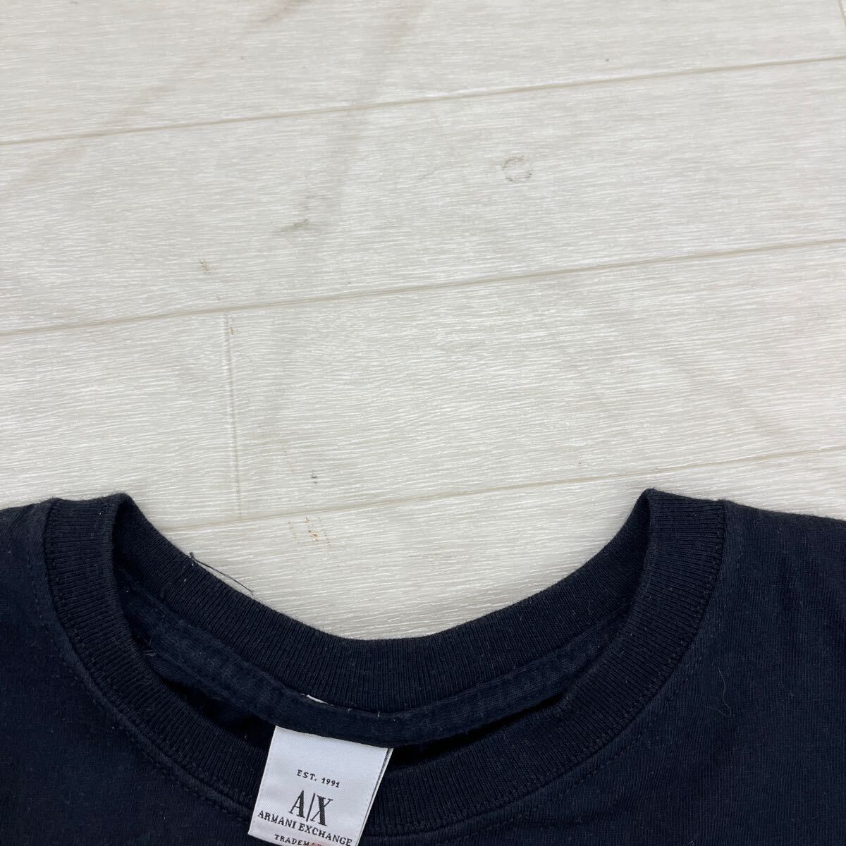 1406◎ USA製 ARMANI EXCHANGE アルマーニ エクスチェンジ トップス カットソー Tシャツ 半袖 ロゴ プリント ネイビー メンズLの画像4