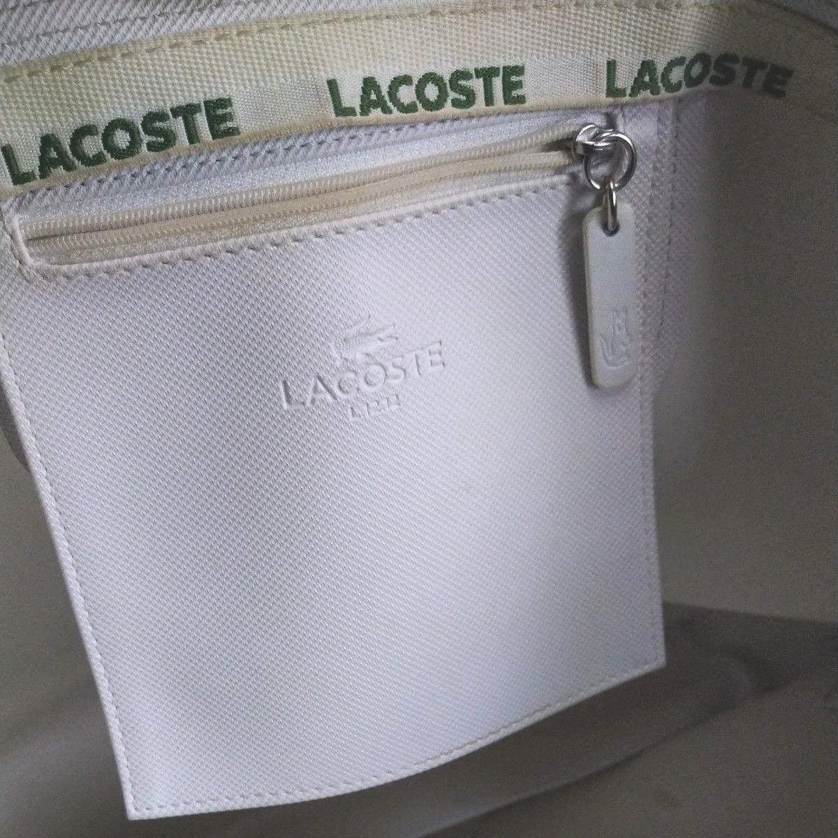 【ラコステ】LACOSTE トートバッグ PVレザーホワイト ユニセックス