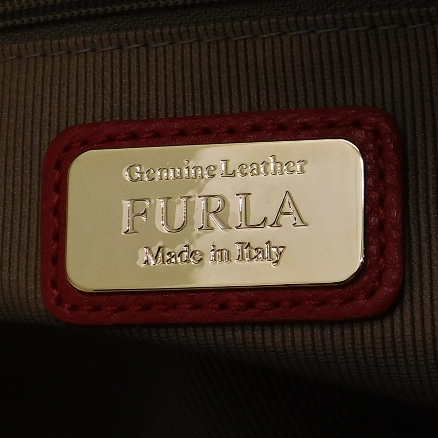 1円 ■ 極美品フルラ ハンドバッグ レッド系 レザー 通勤 ショッピング お洒落 普段使い FURLA ■E.Bsg.An-26_画像8