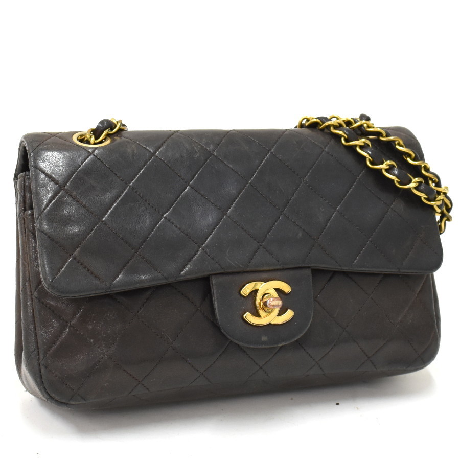 1円 ◎良品 CHANEL シャネル チェーンショルダーバッグ マトラッセ ココマーク レザー ブラック◎E.Dmii.bO-19_画像1