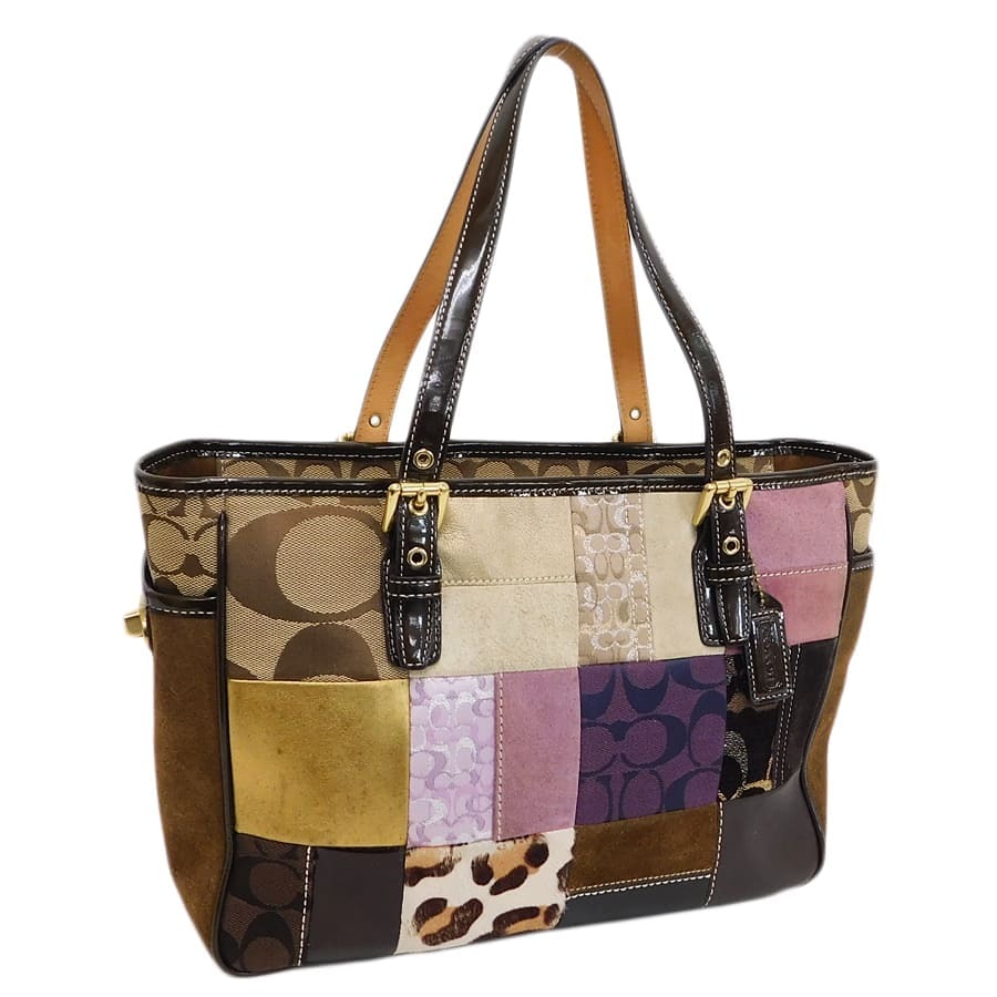 1 jpy # ultimate beautiful goods Coach handbag 9499 multicolor series patchwork canvas × leather ×s.-doCOACH #E.Bip.An-22