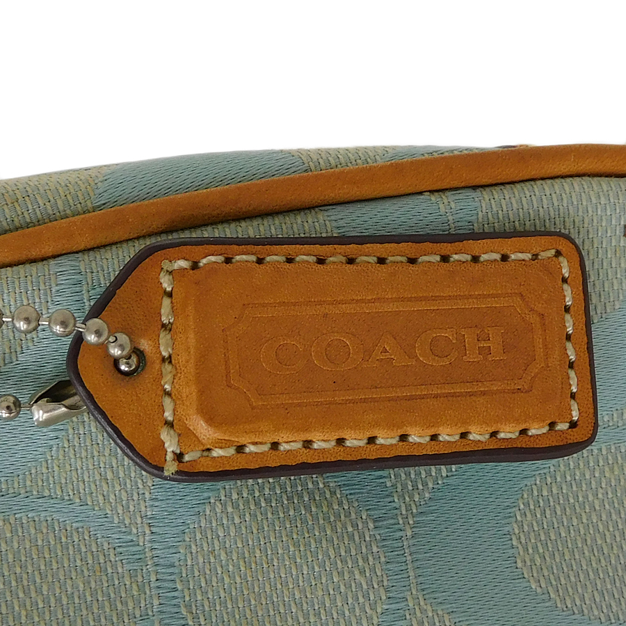 1円 ■ コーチ ハンドバッグ シグネチャー ブルー系 キャンバス×レザー 6094 レディース COACH ■E.Aee.hP-14_画像9