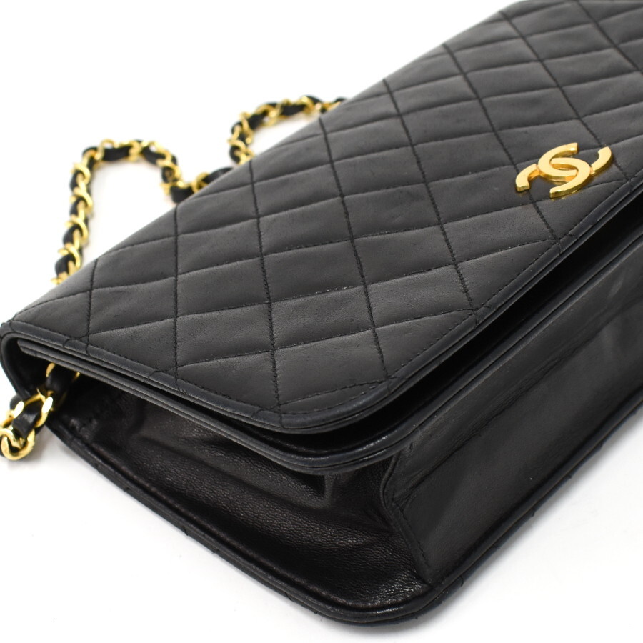 1円 ◎CHANEL シャネル チェーンショルダーバッグ マトラッセ ココマーク レザー ブラック◎E.Cueu.oR-30_画像6