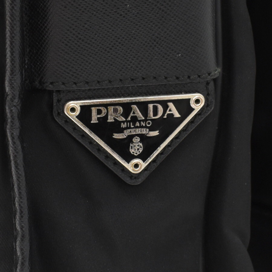 1円 ◆美品 PRADA プラダ ショルダーバッグ クロスボディ 三角プレート トライアングルロゴ ナイロン レザー ブラック◆E.Cmpe.oR-13_画像9