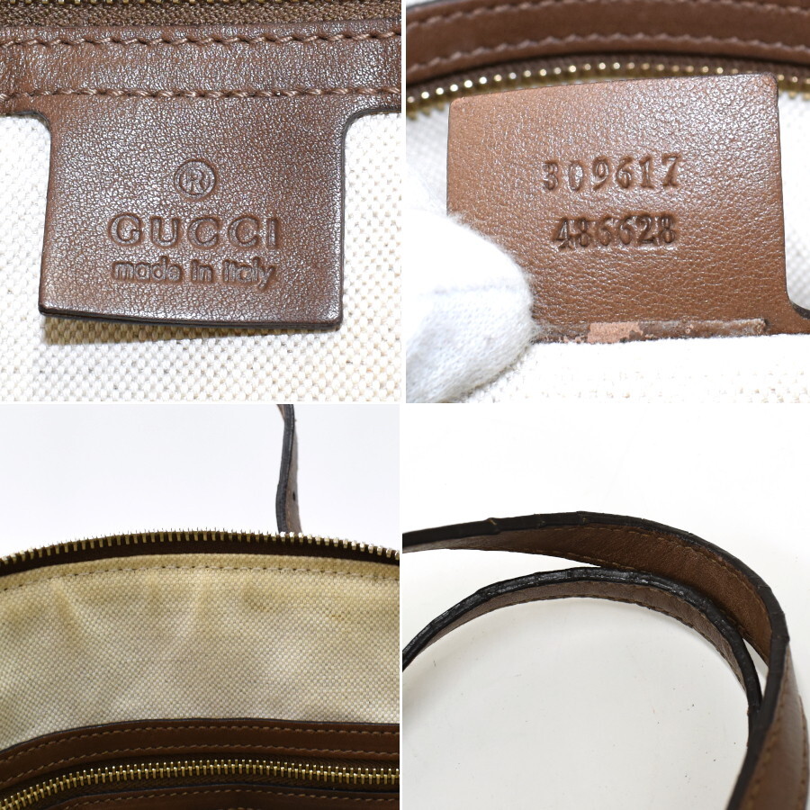 1円 ◎美品 GUCCI グッチ 2wayバッグ ショルダー 309617 グッチニース GGスプリーム レザー ブラウン◎E.Cll.hP-08_画像9