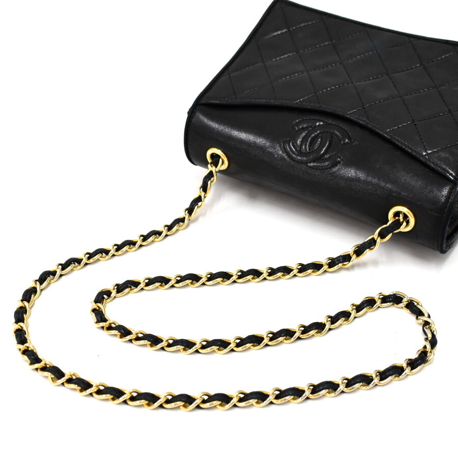 1円 ◎美品 CHANEL シャネル チェーンショルダーバッグ マトラッセ ココマーク レザー ブラック◎E.Coil.oT-12の画像7