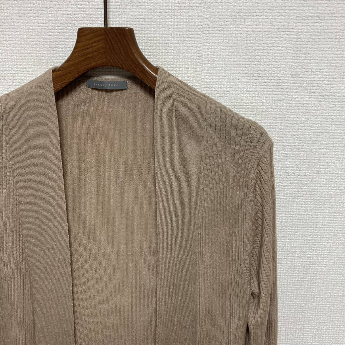 23ss 美品■theory luxe セオリーリュクス■ロング カーディガン 38 M キャメル ブラウン 羽織り リブニット TVL KNIT FIORE 定価24,430円