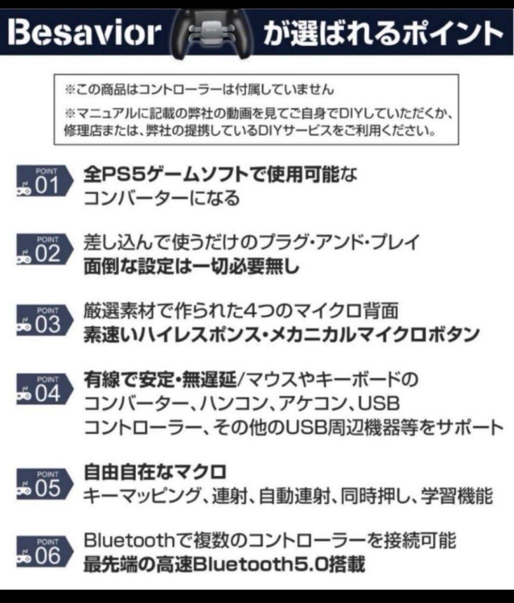 Besavior　背面4パドル　前面ボタン連射　クイックトリガー　交換サム　など