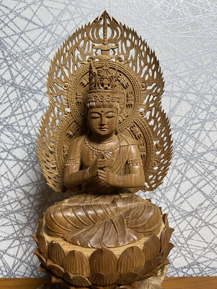 [1 jpy start ]. wooden Buddhist image large day .. seal times white .[. mountain white .]