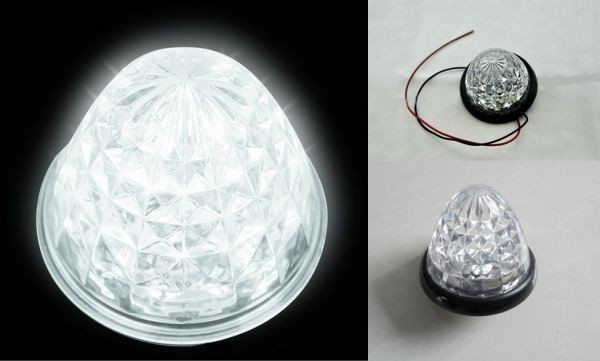 20☆強烈美発光☆ 防水 ダイヤモンドカット 16 LED 24V ランプ サイドマーカー トラック デコトラ スモール ブレーキ 白 ホワイト 10個の画像5