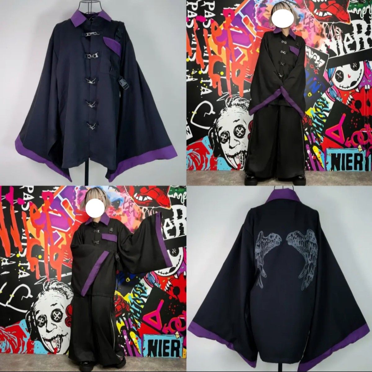 NieR FRONT BIT UNISEX着物袖JACKET【PURPLE】