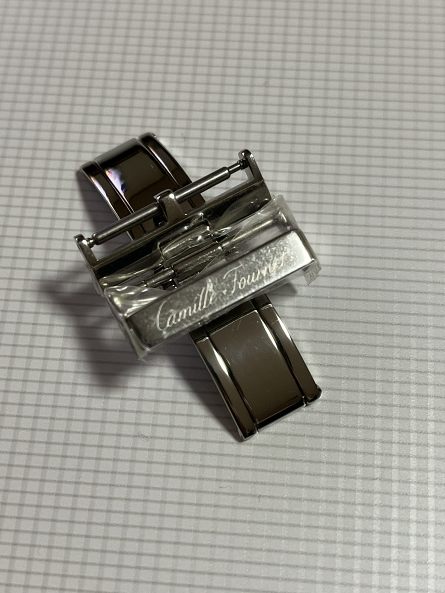 即決 未使用 シール付き 旧ロゴ Camille Fournet カミーユフォルネ Dバックル シルバー 20mm ステンレス 腕時計 革ベルト の画像2