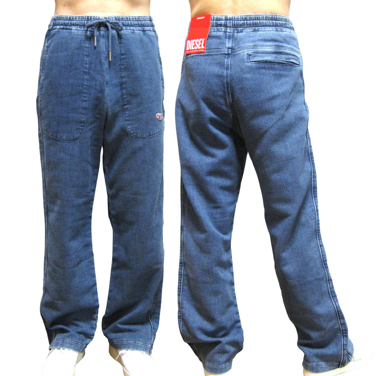 新品 直輸入 DIESEL JoggJeans トラックデニム ワイドストレート スウェットパンツ D-MARTIANS-NE ブルー Sサイズ A03924