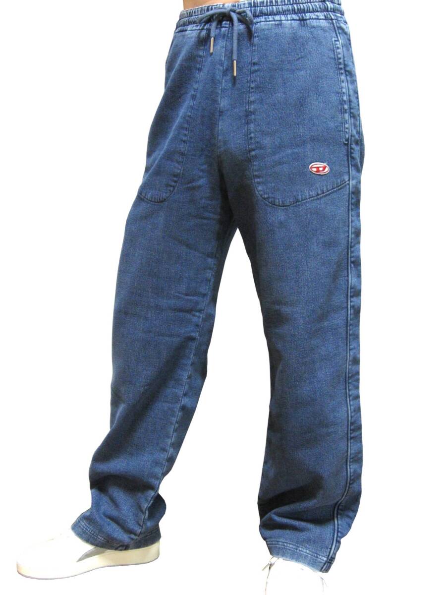 新品 直輸入 DIESEL JoggJeans トラックデニム ワイドストレート スウェットパンツ D-MARTIANS-NE ブルー Sサイズ A03924_画像2