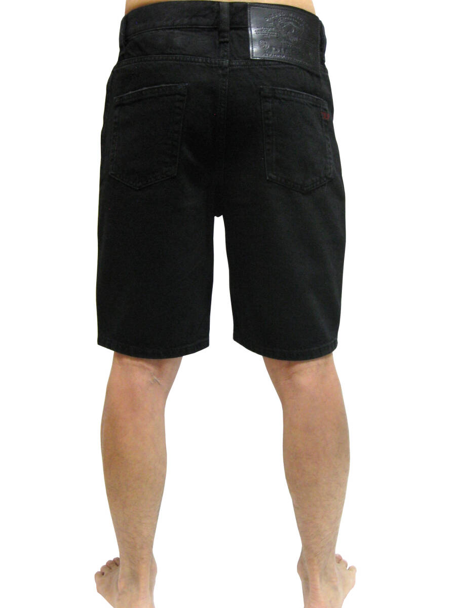 新品 直輸入 DIESEL ディーゼル ビッグパッチ デニムハーフパンツ W34インチ D-STRUKT-SHORT A02648 ブラック_画像3