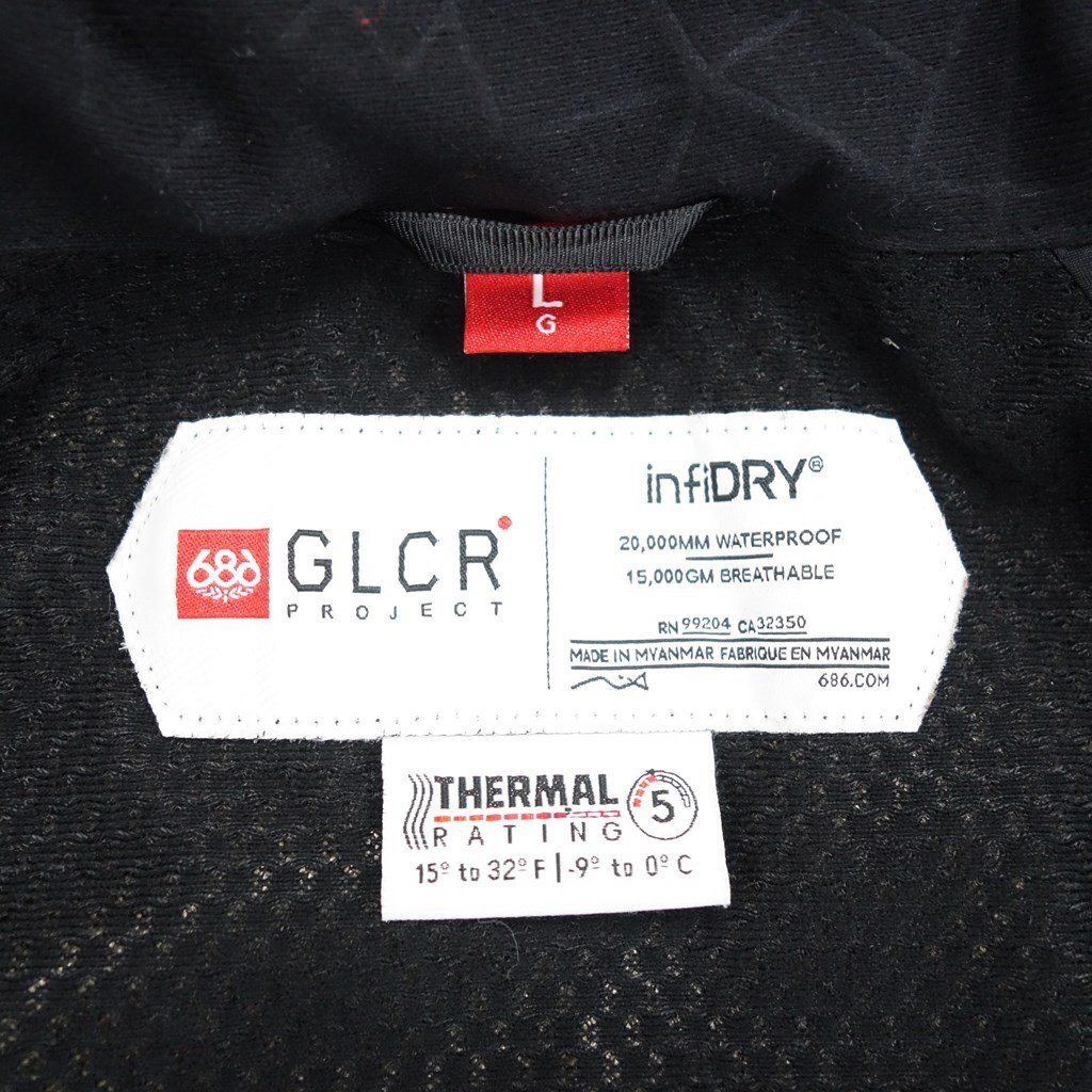 中古 17/18 686 GLCR Hydra Thermagraph Insulated Jacket L7W104 メンズLサイズ スノーボードジャケットウェア ロクハチロク_画像2