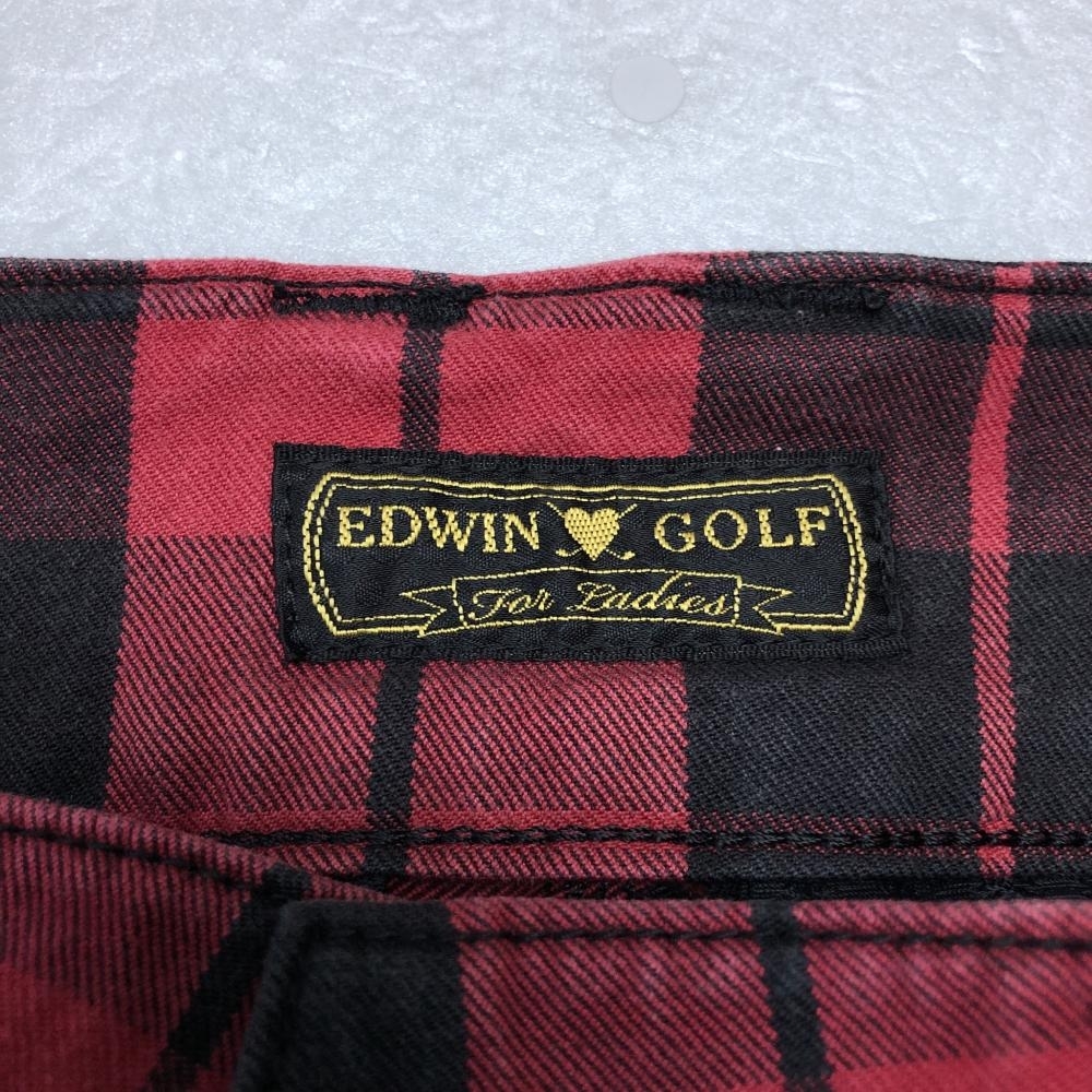 EDWIN GOLF エドウィン パンツ レッド×黒 チェック柄 レディース XS ゴルフウェア_画像3