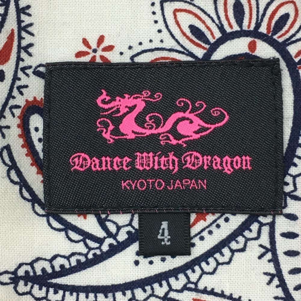 Dance With Dragon ダンスウィズドラゴン パンツ 白×黒 薄手 ステッチ レディース 4[XL] ゴルフウェア_画像3