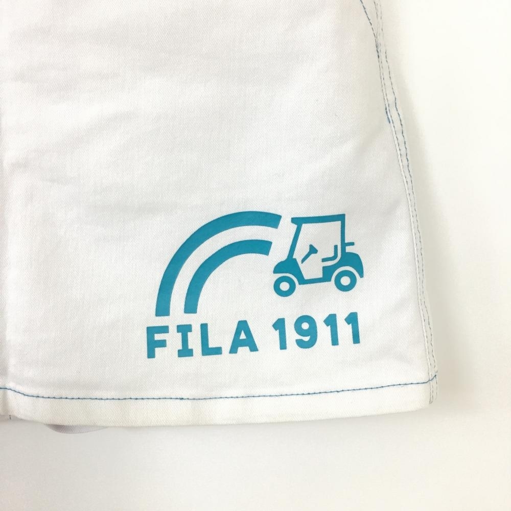 FILA GOLF フィラゴルフ スカート 白×ライトブルー 前ボタン 内側インナーパンツ ストレッチ レディース S ゴルフウェアの画像3