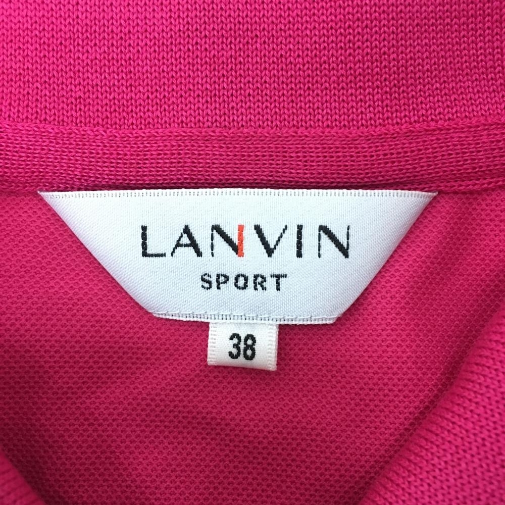 LANVIN SPORT ランバンスポール 長袖ハイネックシャツ ピンク×白 襟裏ボーダー サイドライン レディース 38 ゴルフウェア_画像3