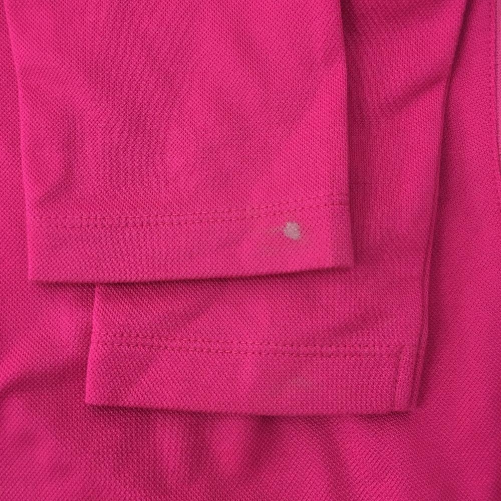 LANVIN SPORT ランバンスポール 長袖ハイネックシャツ ピンク×白 襟裏ボーダー サイドライン レディース 38 ゴルフウェア_画像5
