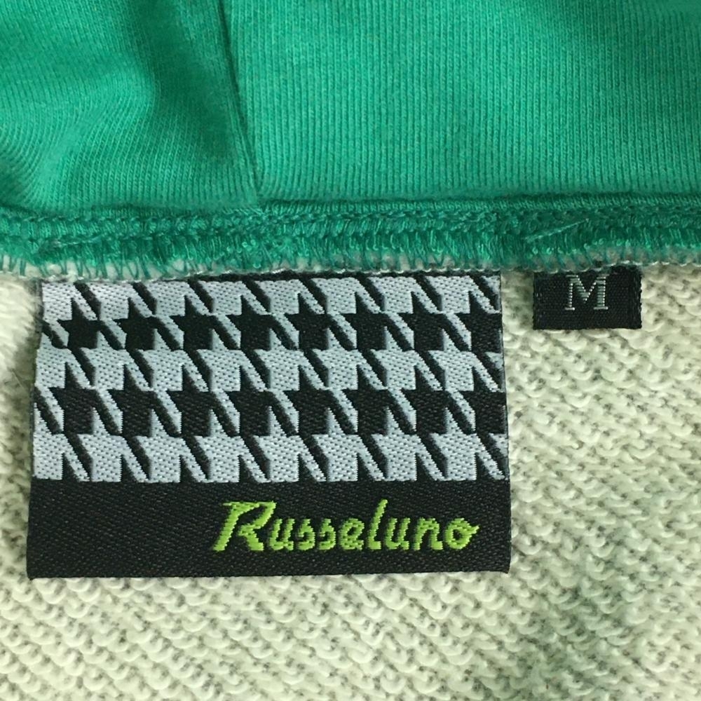 RUSSELUNO ラッセルノ 異素材ジップパーカー グレー×ライトブルー 袖ワッペン ジャケット メンズ Ｍ ゴルフウェア_画像4