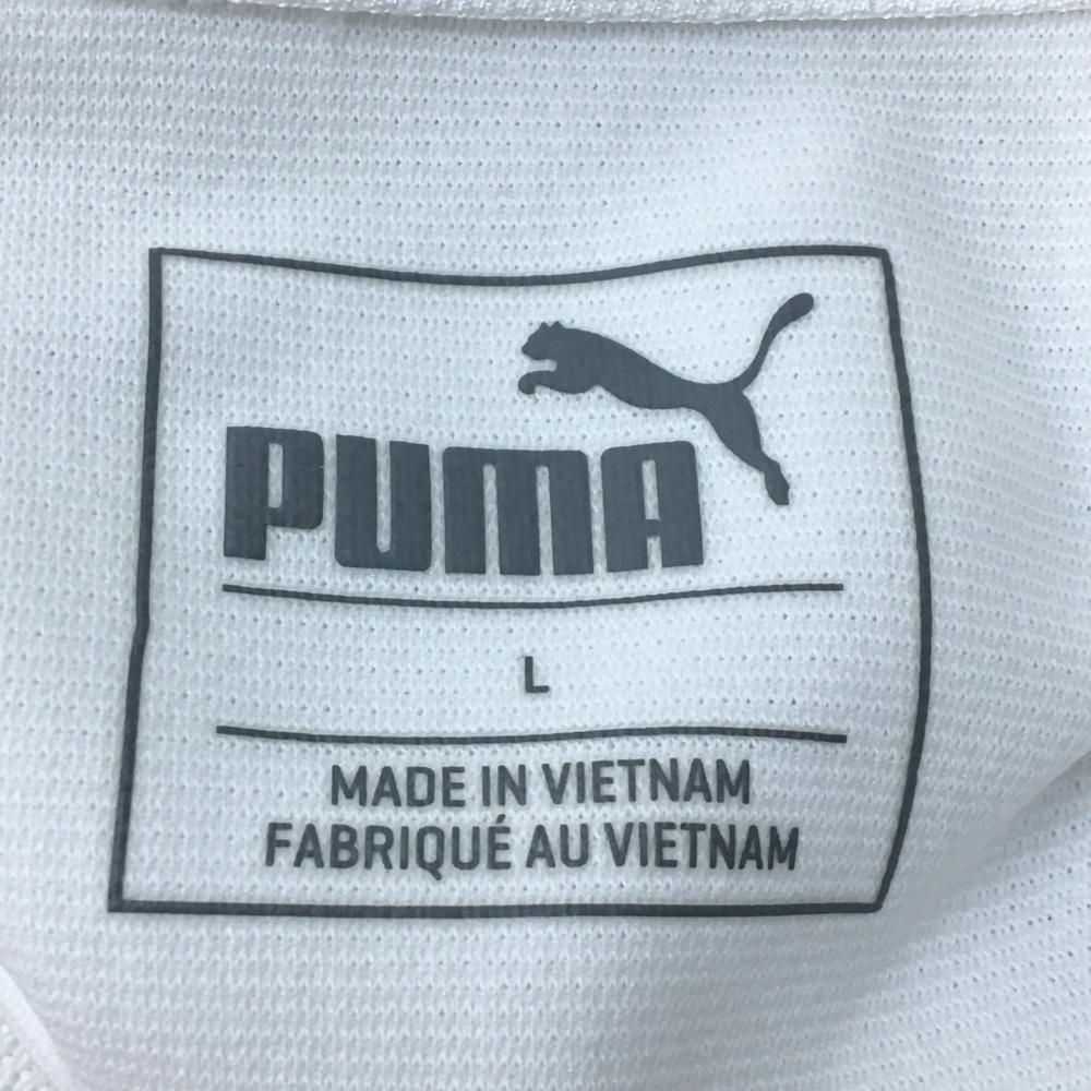 PUMA プーマ 半袖ポロシャツ 白×黒 地模様 ロゴ刺しゅう メンズ Ｌ ゴルフウェア_画像5