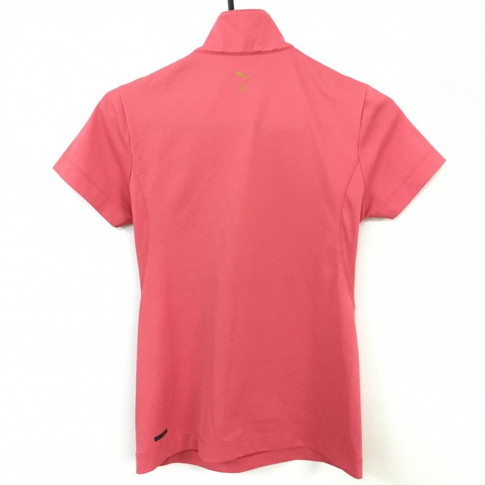 【美品】PUMA プーマ 半袖ハイネックシャツ ピンク ハーフジップ ストレッチ レディース Ｍ ゴルフウェア_画像2