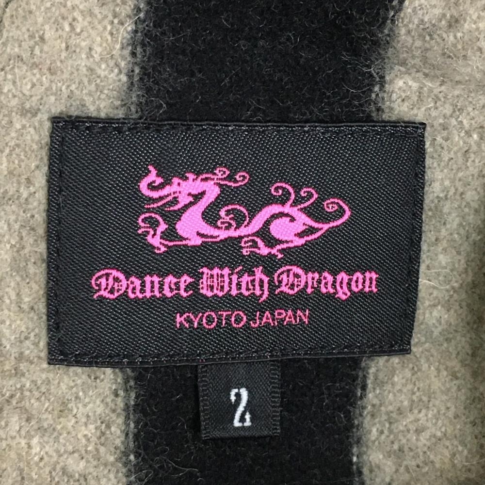【超美品】Dance With Dragon ダンスウィズドラゴン ラップキュロットスカート 黒×ベージュ ボーダー レディース 2(M) ゴルフウェア_画像4