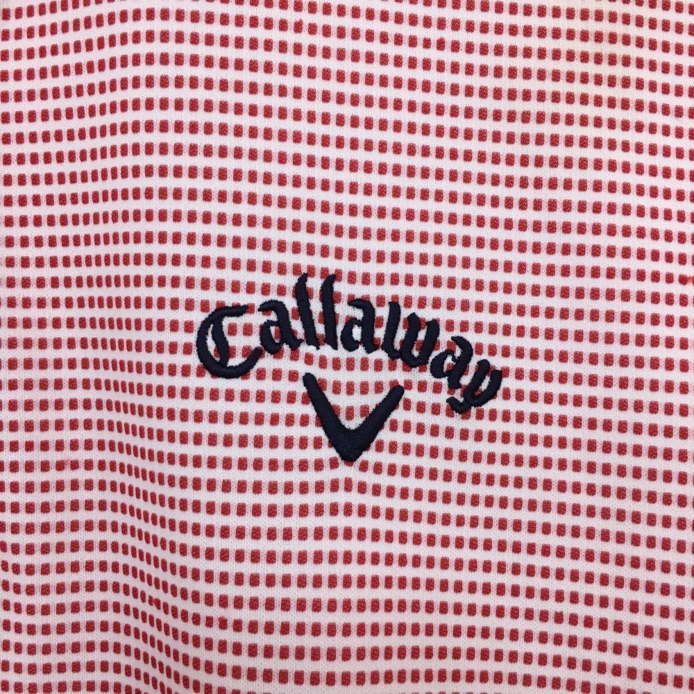 Callaway キャロウェイ 半袖ポロシャツ レッド×白 チェック ストレッチ メンズ M ゴルフウェア_画像3