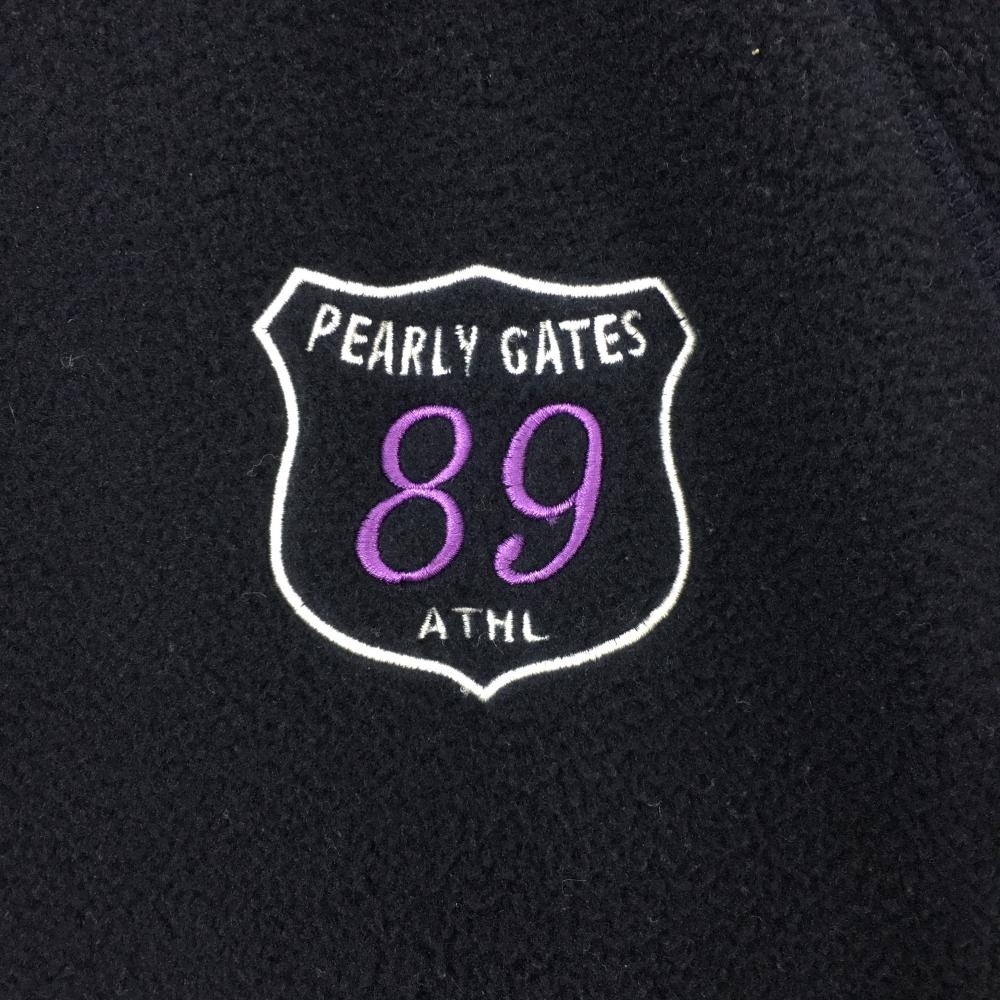 PEARLY GATES パーリーゲイツ 半袖フリーストレーナー ネイビー バックロゴ刺しゅう ドローコード レディース 2(L) ゴルフウェア_画像3