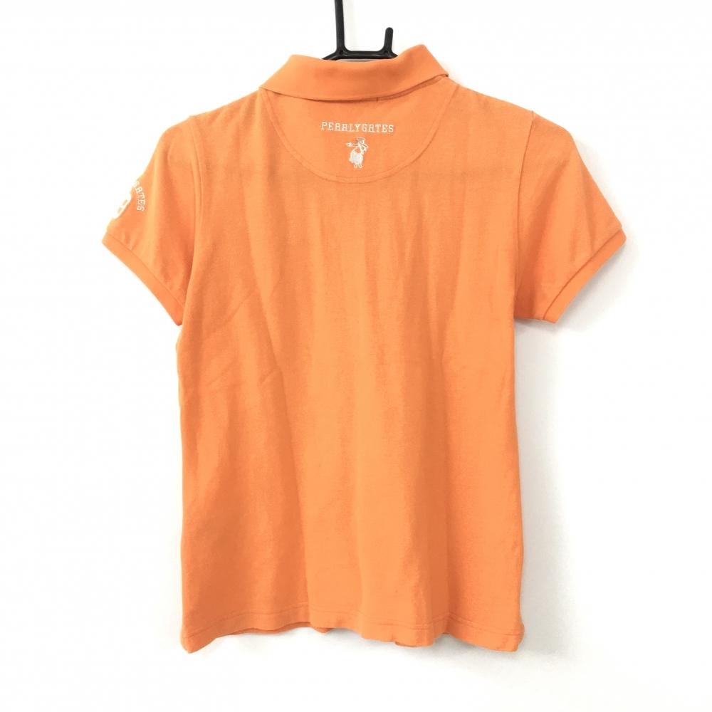 PEARLY GATES パーリーゲイツ 半袖ポロシャツ オレンジ 袖ロゴ シンプル レディース 0(S) ゴルフウェア_画像2