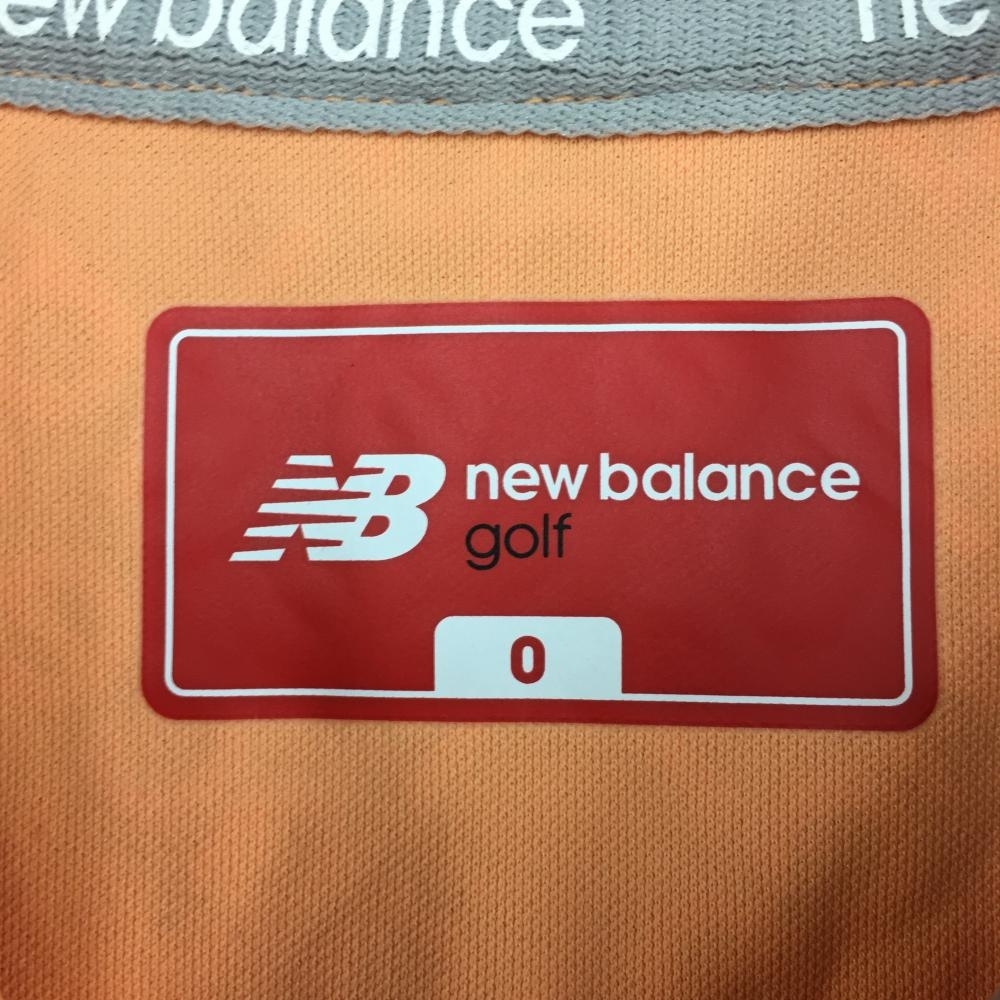 【超美品】2021年＊New Balance ニューバランスゴルフ ノースリーブポロシャツ オレンジ×白 後ろ一部ロゴ レディース 0(S) ゴルフウェア_画像4