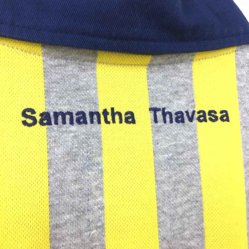 【美品】Samantha Thavasa サマンサタバサ 半袖ポロシャツ グレー×イエロー ストライプ柄 レディース 40 ゴルフウェア_画像4