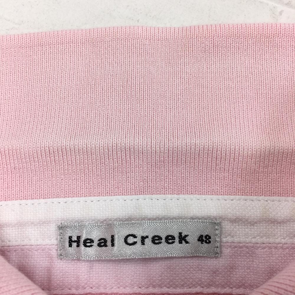 Heal Creek ヒールクリーク 半袖ポロシャツ ピンク×グレー 胸ポケット シンプル メンズ 48(M) ゴルフウェア_画像7