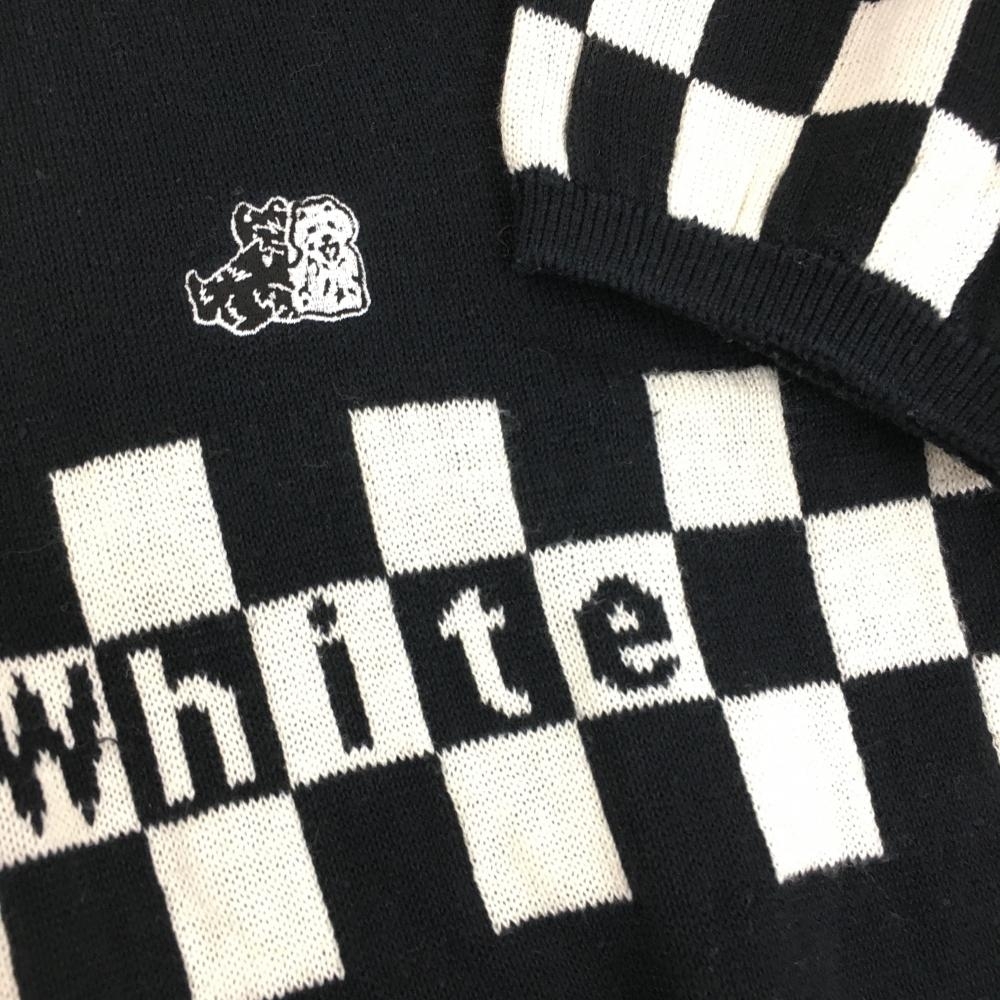 ブラックアンドホワイト 半袖ニットポロシャツ 黒×白 レディース 9 ゴルフウェア Black＆White_画像3