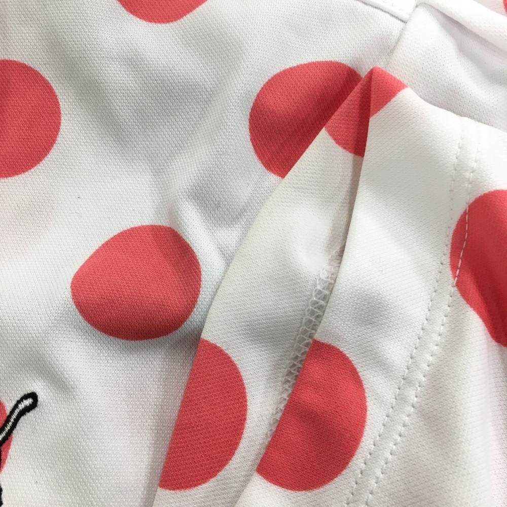 プーマ 半袖ポロシャツ 白×ピンク ドット柄 総柄 DRYCELL レディース L ゴルフウェア PUMAの画像7