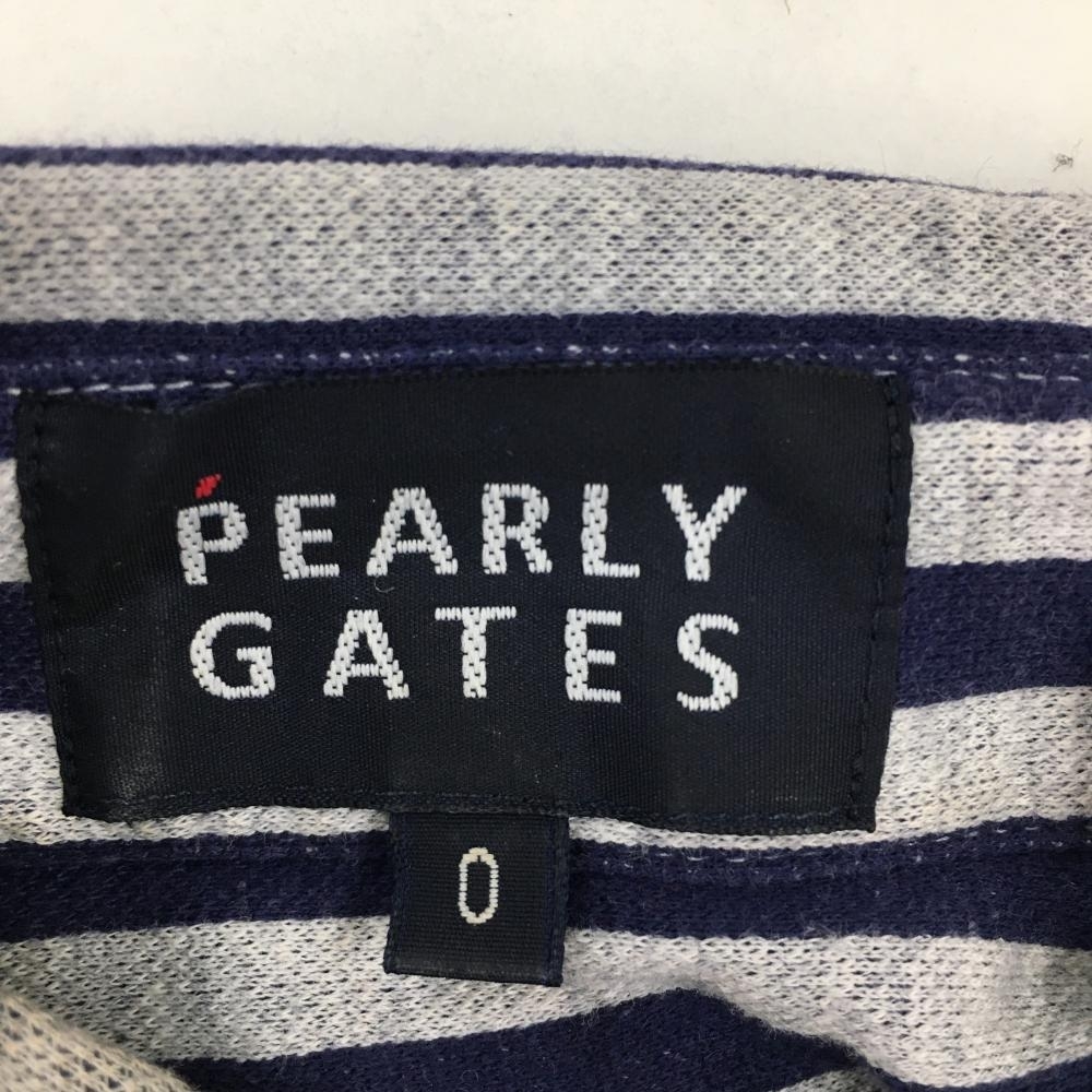 パーリーゲイツ 七分袖シャツ ネイビー×白 ストライプ ボタンダウン コットン100％ レディース 0(S) ゴルフウェア PEARLY GATES_画像4