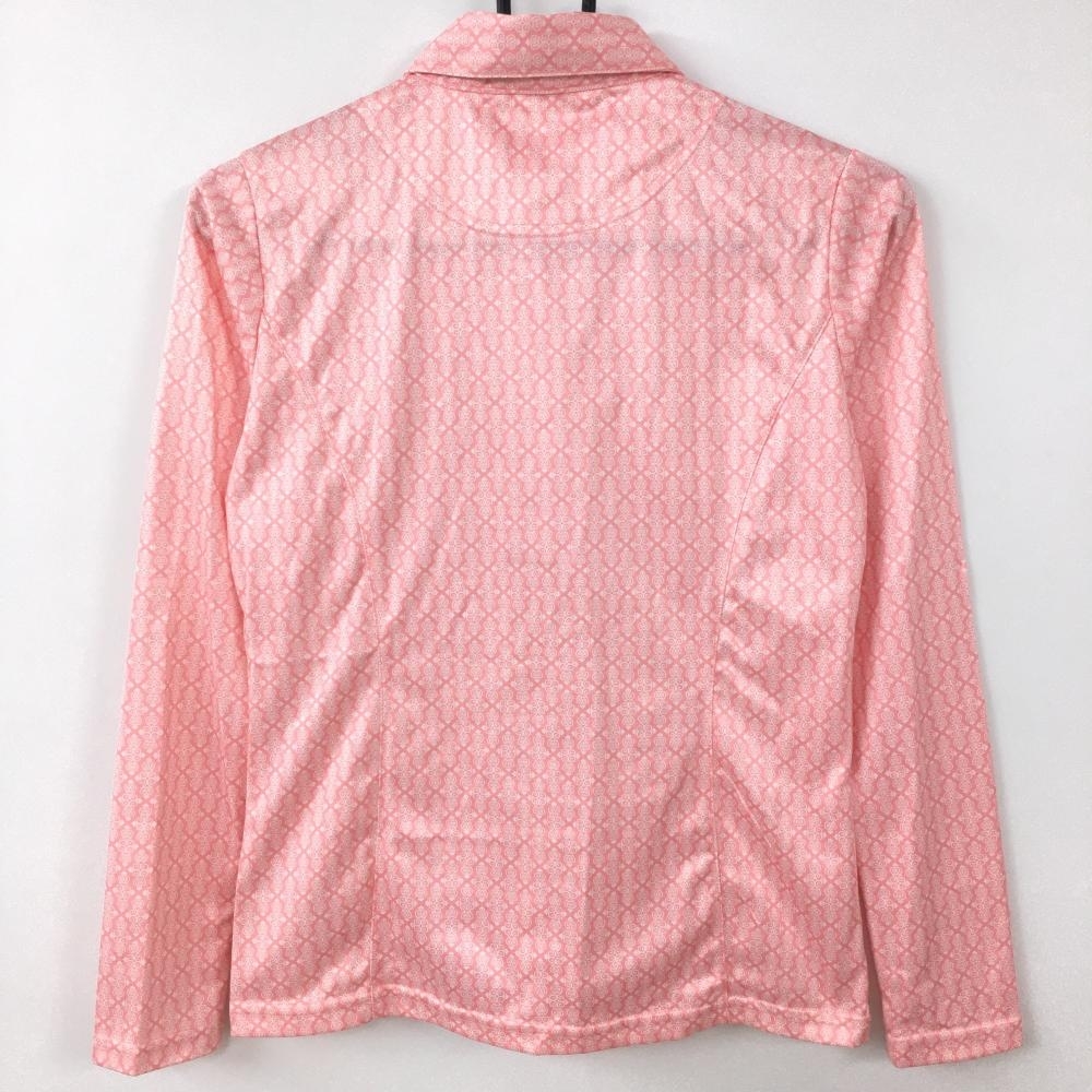 【超美品】 エフィカス×エドウィン 長袖ポロシャツ ピンク×白 総柄 レディース M ゴルフウェアの画像2