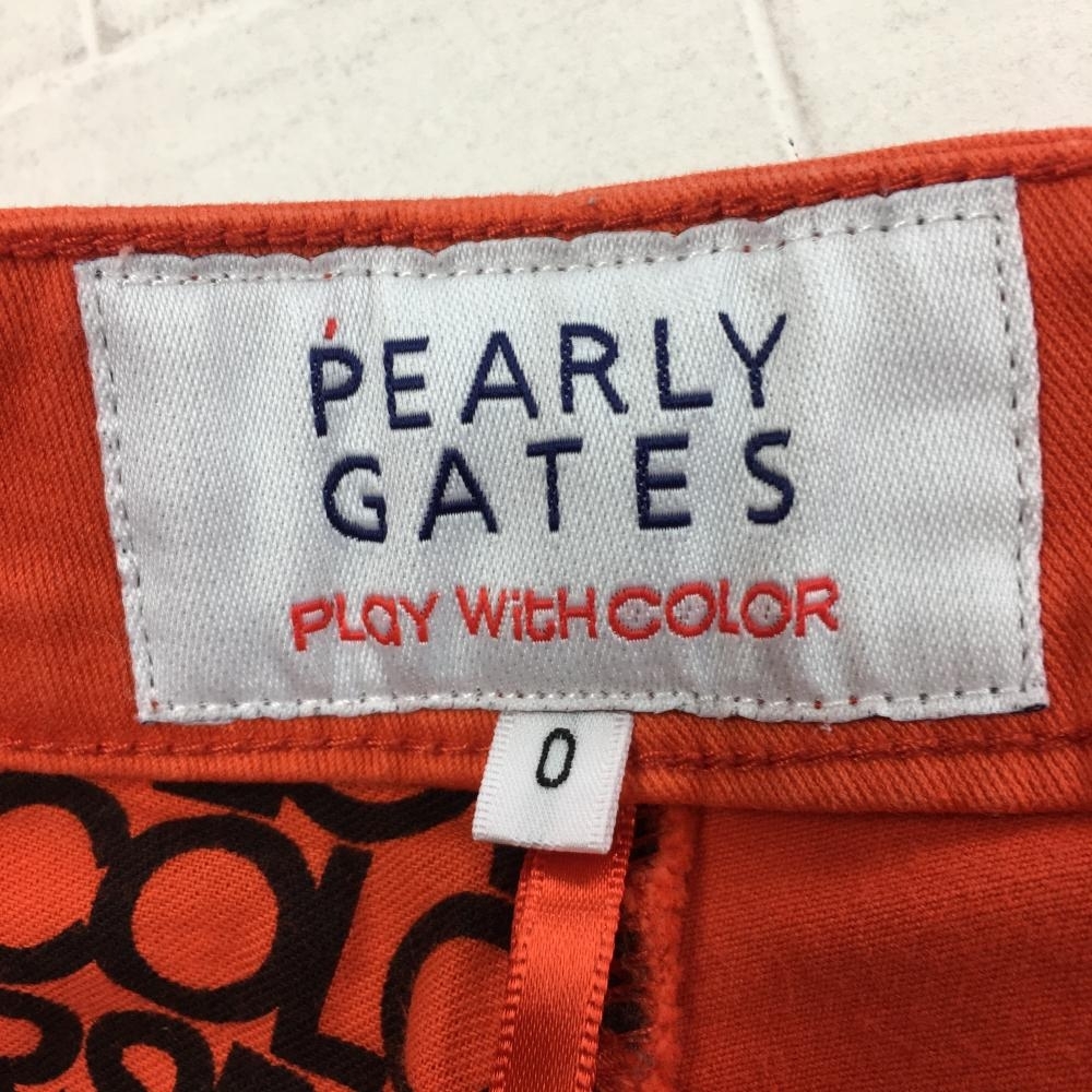 PEARLY GATES パーリーゲイツ ミニスカート オレンジ×白 ストレッチ レディース 0(S) ゴルフウェア_画像6