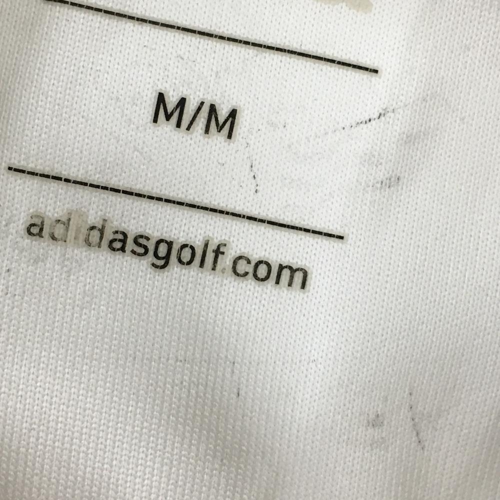 アディダス 半袖ポロシャツ 白×黒 肩3ライン総柄 一部透かし編み メンズ M/M ゴルフウェア adidas_画像10