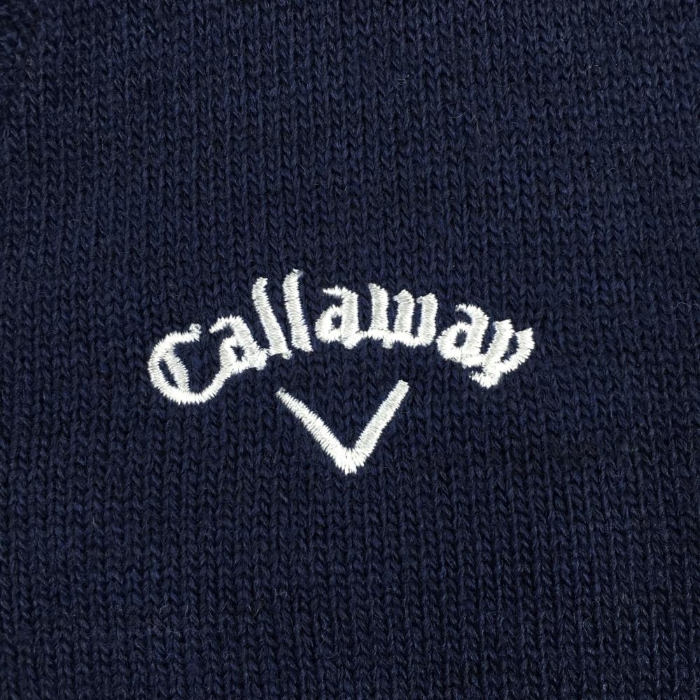 【新品】キャロウェイ ニットベスト ネイビー×白 前面ダイヤ柄 羊毛混 レディース S ゴルフウェア 2021年モデル Callaway_画像3